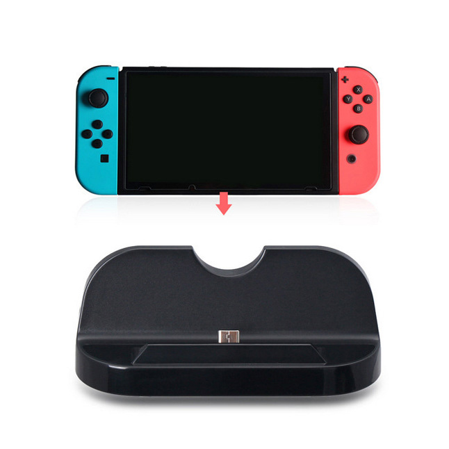 Charging Dock Station Compatible with NINTENDO Switch [Charge and Play] (Black)