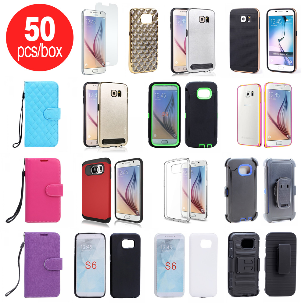 50pc Lot of Samsung Galaxy S6 Assorted Mix Style and Color Cases - Lots Deal