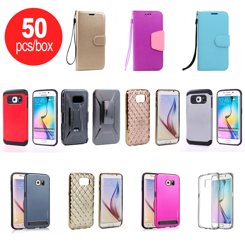 50pc Lot of Samsung Galaxy S6 Edge Assorted Mix Style and Color Cases - Lots Deal