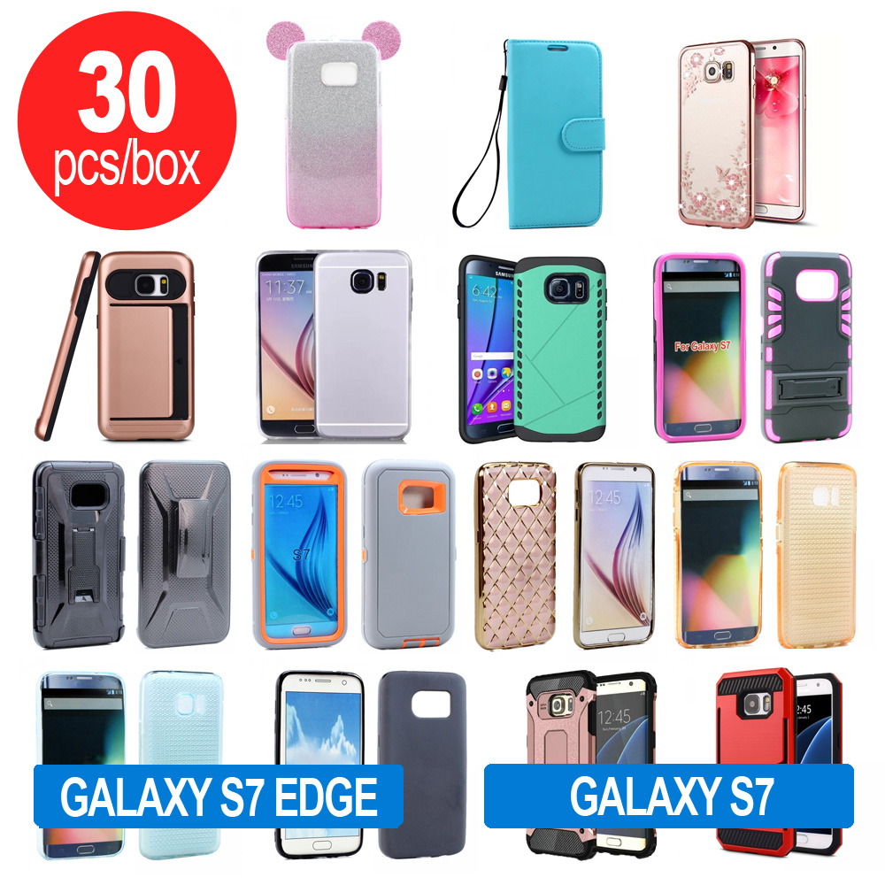 30pc Lot of Samsung Galaxy S7 and S7 Edge Assorted Mix Style and Color Cases - Lots Deal