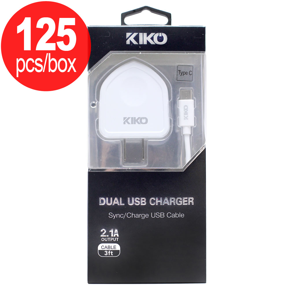 125pc Lot of Type C USB Dual Port House Charger 2 in 1 (House White) - Box Deal