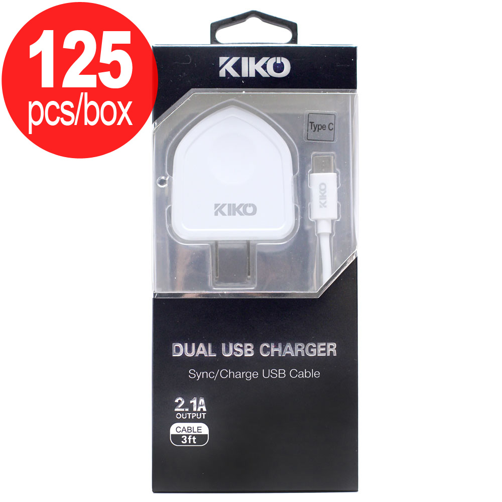 125pc Lot of Type C USB Dual Port HouSe Charger 2 in 1 (HouSe White) - Box Deal