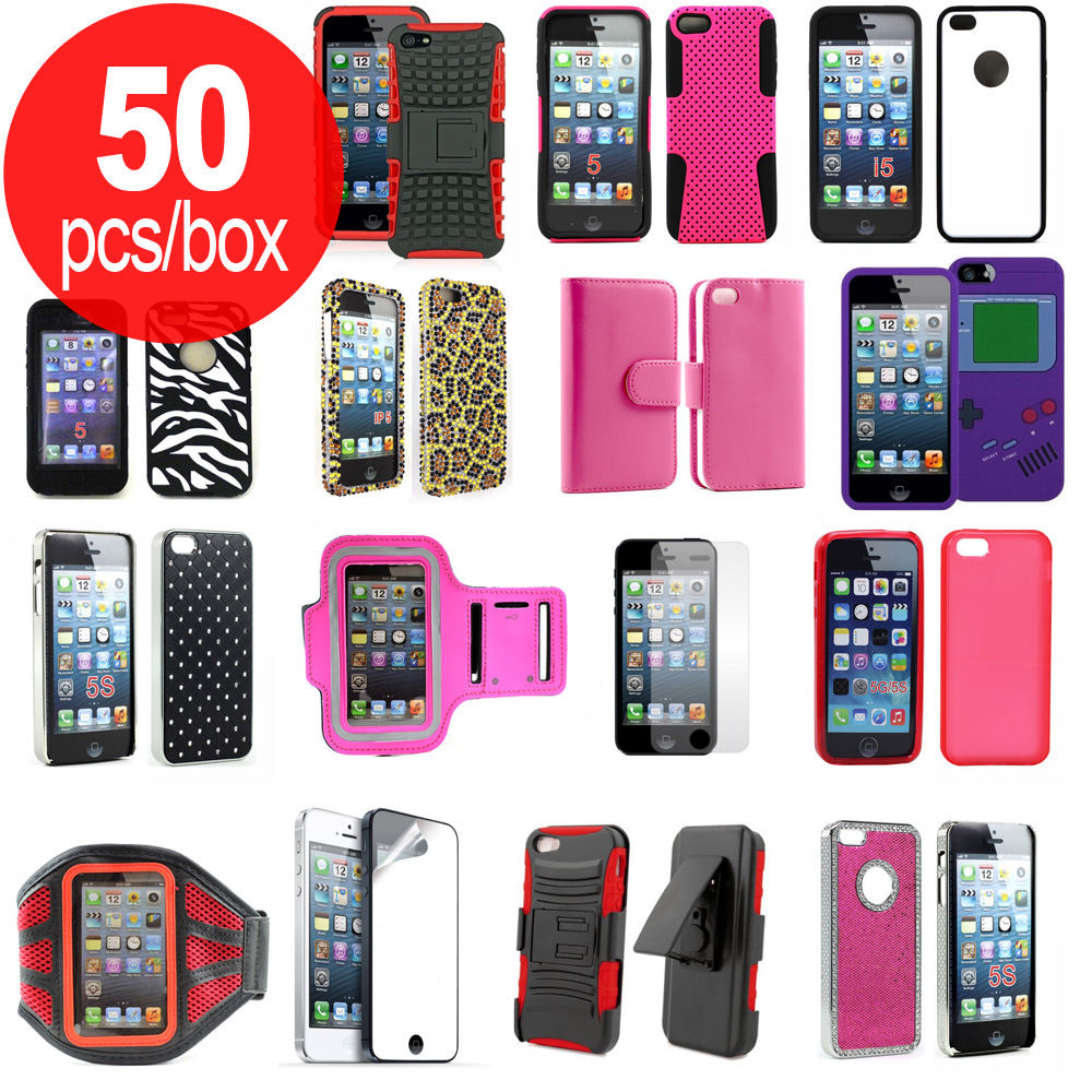 50pc Lot of iPHONE SE / iPHONE 5S / 5 Assorted Mix Style and Color Cases - Lots Deal