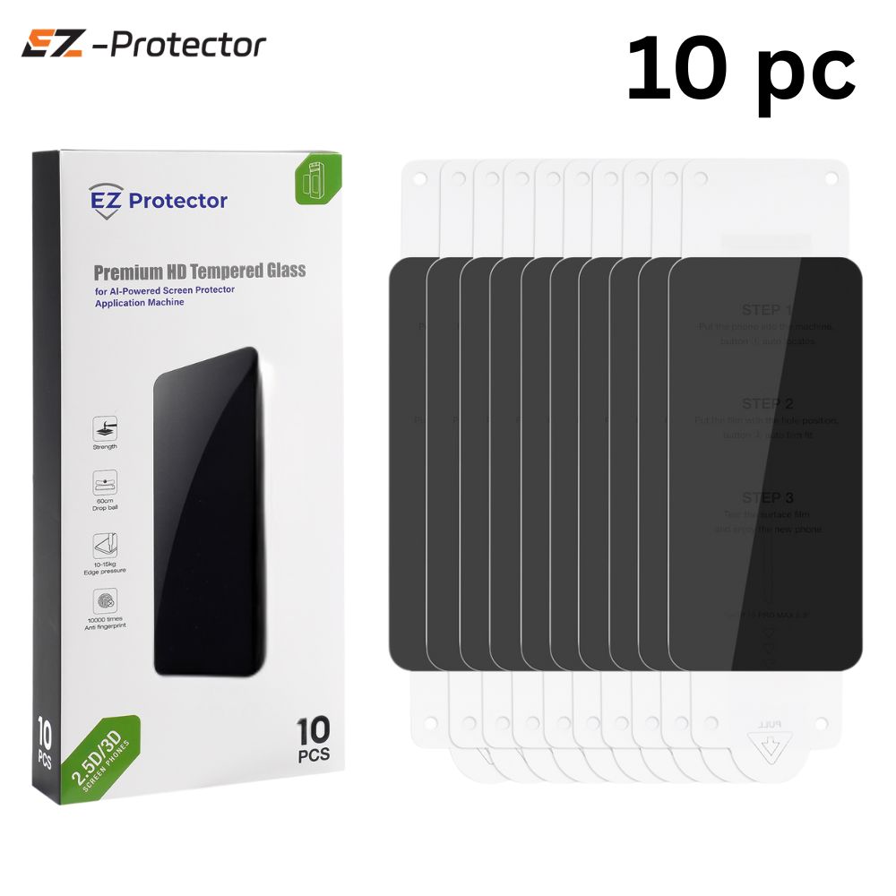 10pc HD Privacy Glass Screen Protector for iPhone 14 Pro Max 6.7'' - Anti-Spy Black