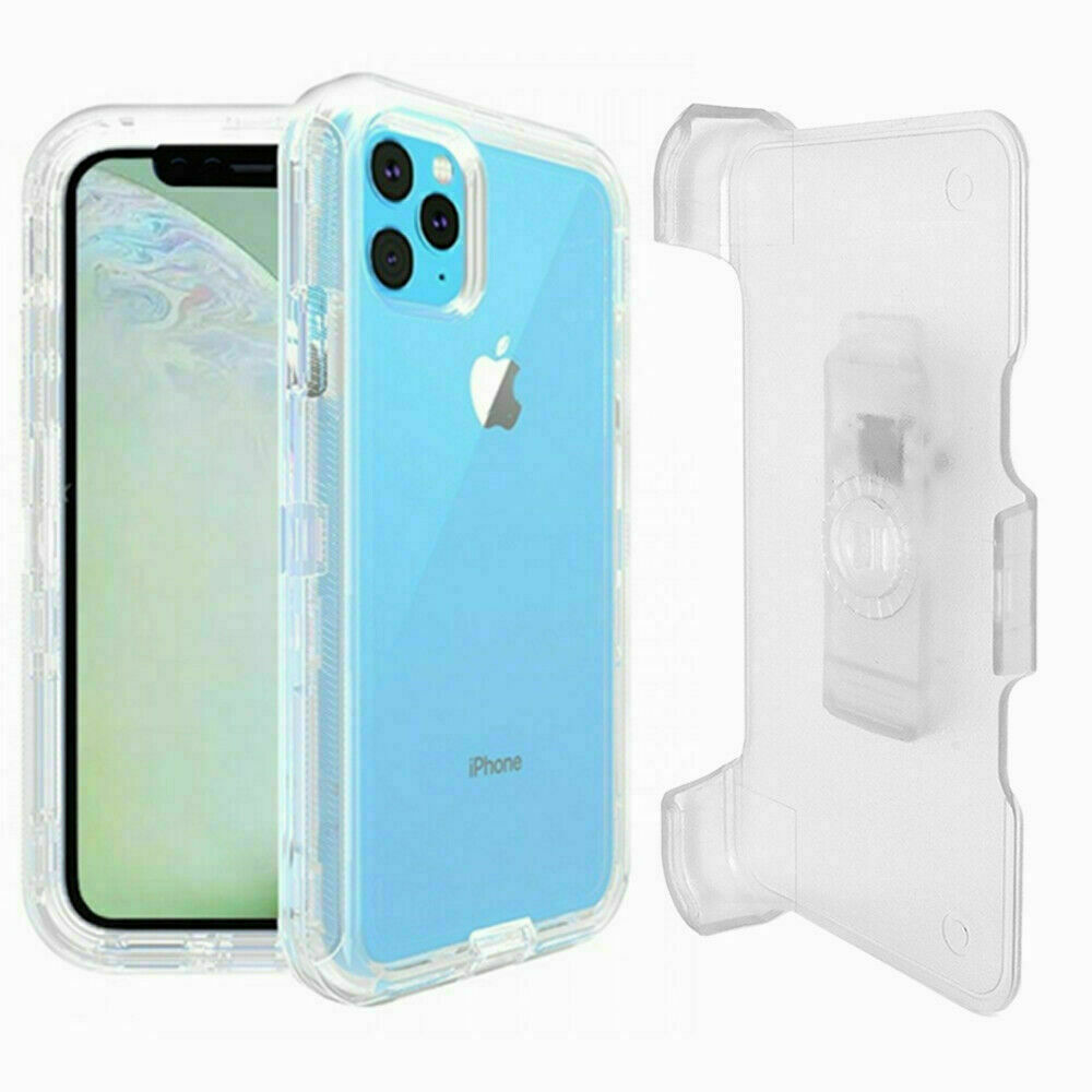 Premium Armor Heavy Duty Case with Clip for iPHONE 12 Pro Max 6.7 (Clear)