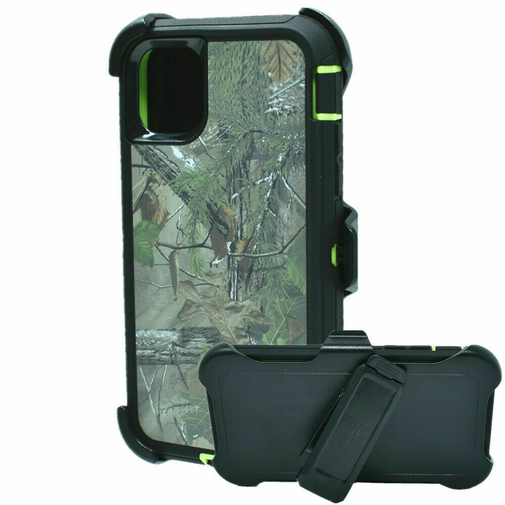 Premium Camo Heavy Duty Case with Clip for iPHONE 12 / 12 Pro 6.1 (Tree Green)