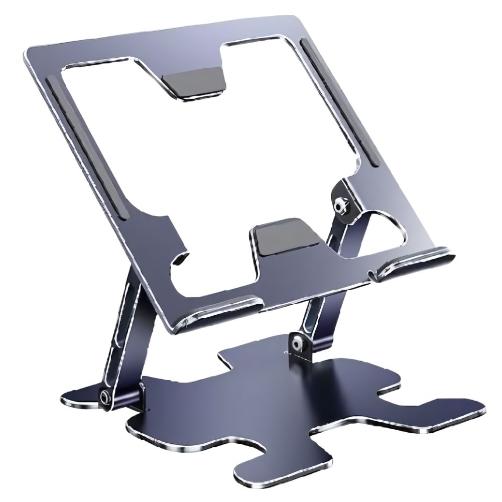 Aluminum LAPTOP Stand: Adjustable, Foldable, Enhanced Cooling for Tablets & Phones (Silver)