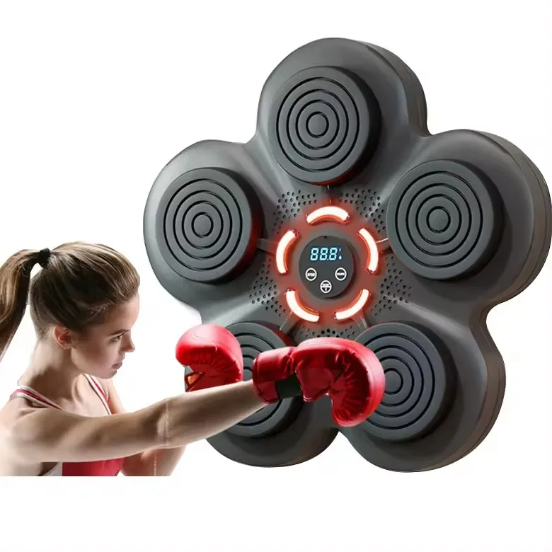 Wall-Mounted Bluetooth Boxing Reflex Trainer - ELECTRONIC Home Fitness Machine, Black