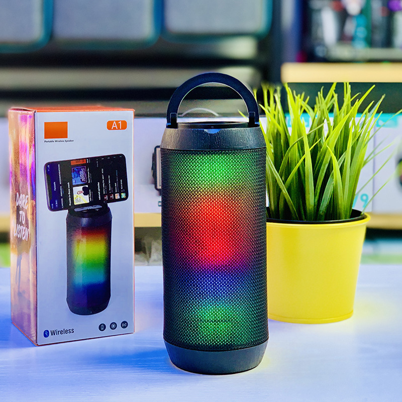 LED Color Light Wireless Bluetooth Portable SPEAKER with Colorful Display A1 (Black)