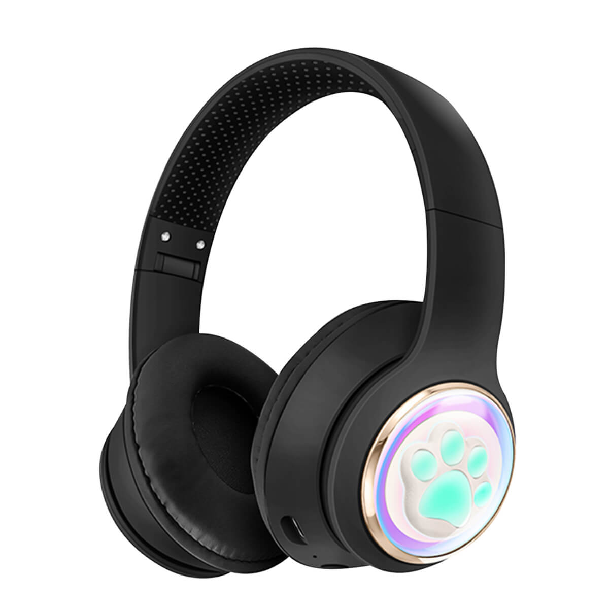 Cute Cat Paw LED Bluetooth Headphones - Gaming Headset for PC, Phone & Tablet (Black) AKZ61