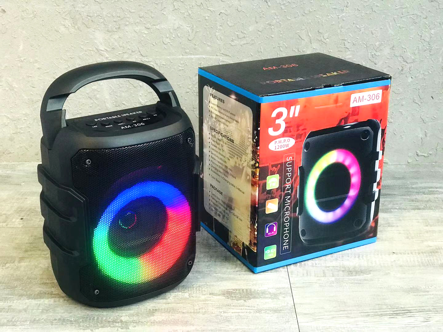 RGB LED Colorful Light Hi-Fi Portable Bluetooth Wireless SPEAKER for