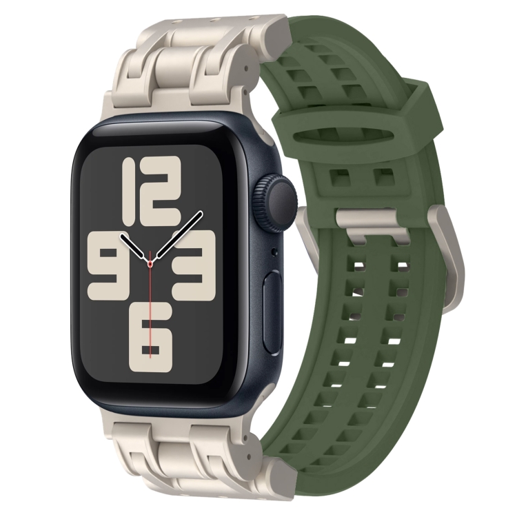 Premium Silicone Sport Band for Apple Watch Ultra/10-1/SE, STEEL Adapter, 49-42MM Green