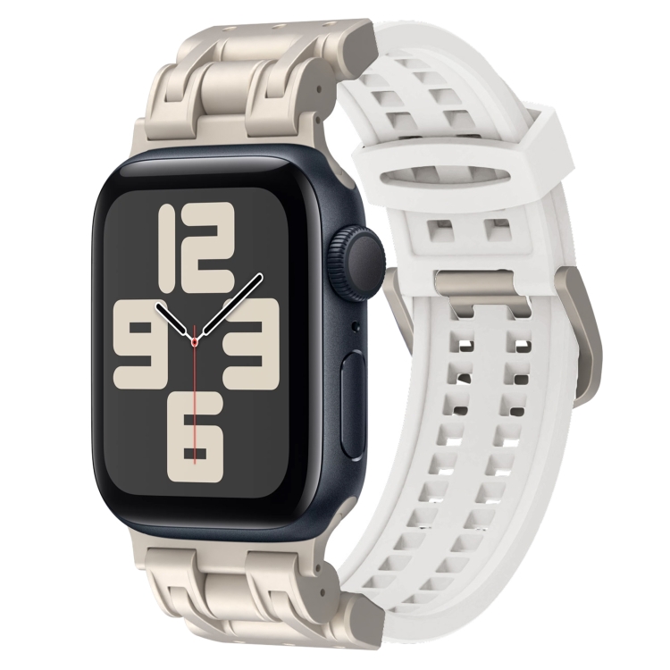 Premium Silicone Watch Band for Apple Watch Ultra/10-1/SE, STEEL Adapter, 49-42MM Starry White