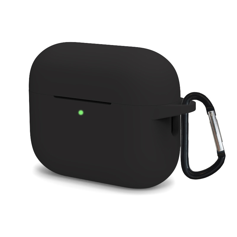 Premium Silicone Protective Case for AirPods 4 with KEYCHAIN Hook - Durable Black Cover