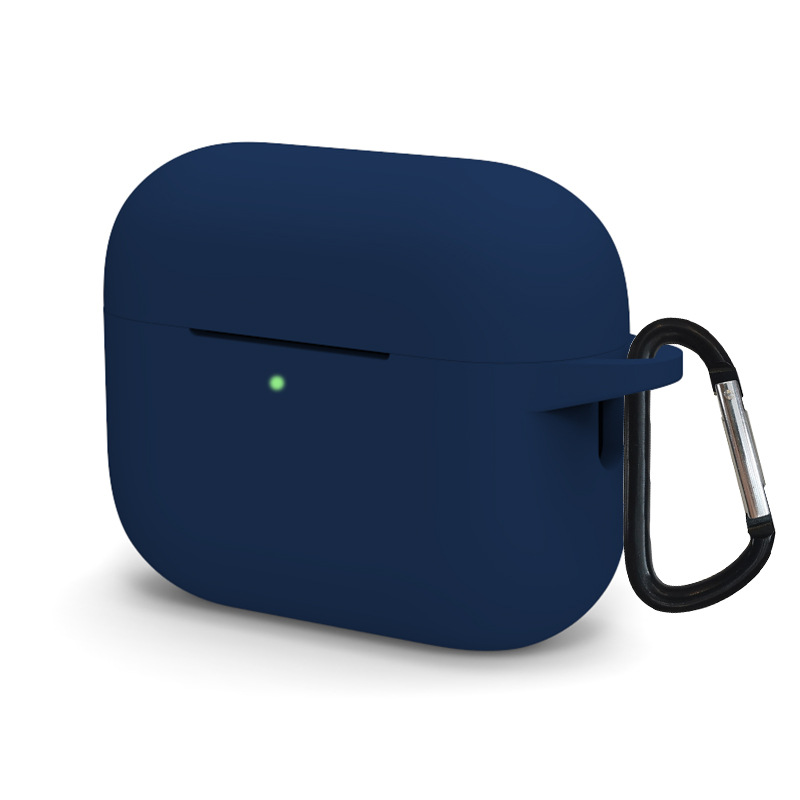 Premium Silicone Protective Case with KEYCHAIN Hook for AirPods 4, Navy Blue