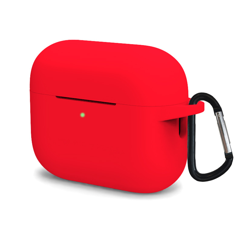 Premium Silicone Protective Case w/KEYCHAIN Hook for Apple AirPods 4 - Red