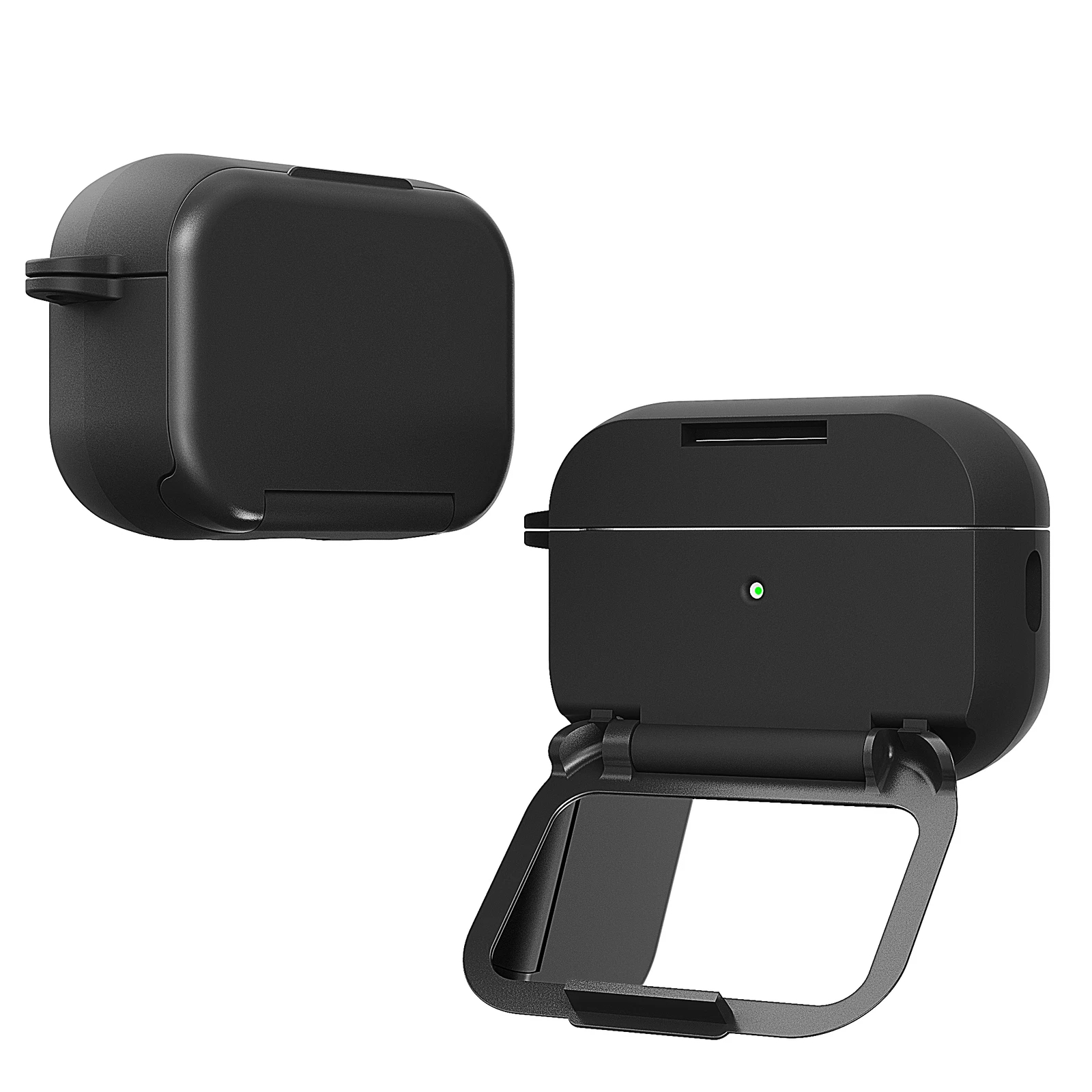 Premium MIRROR Kickstand Shockproof Protective Case Cover for Apple AirPods Pro/Pro 2 - Black