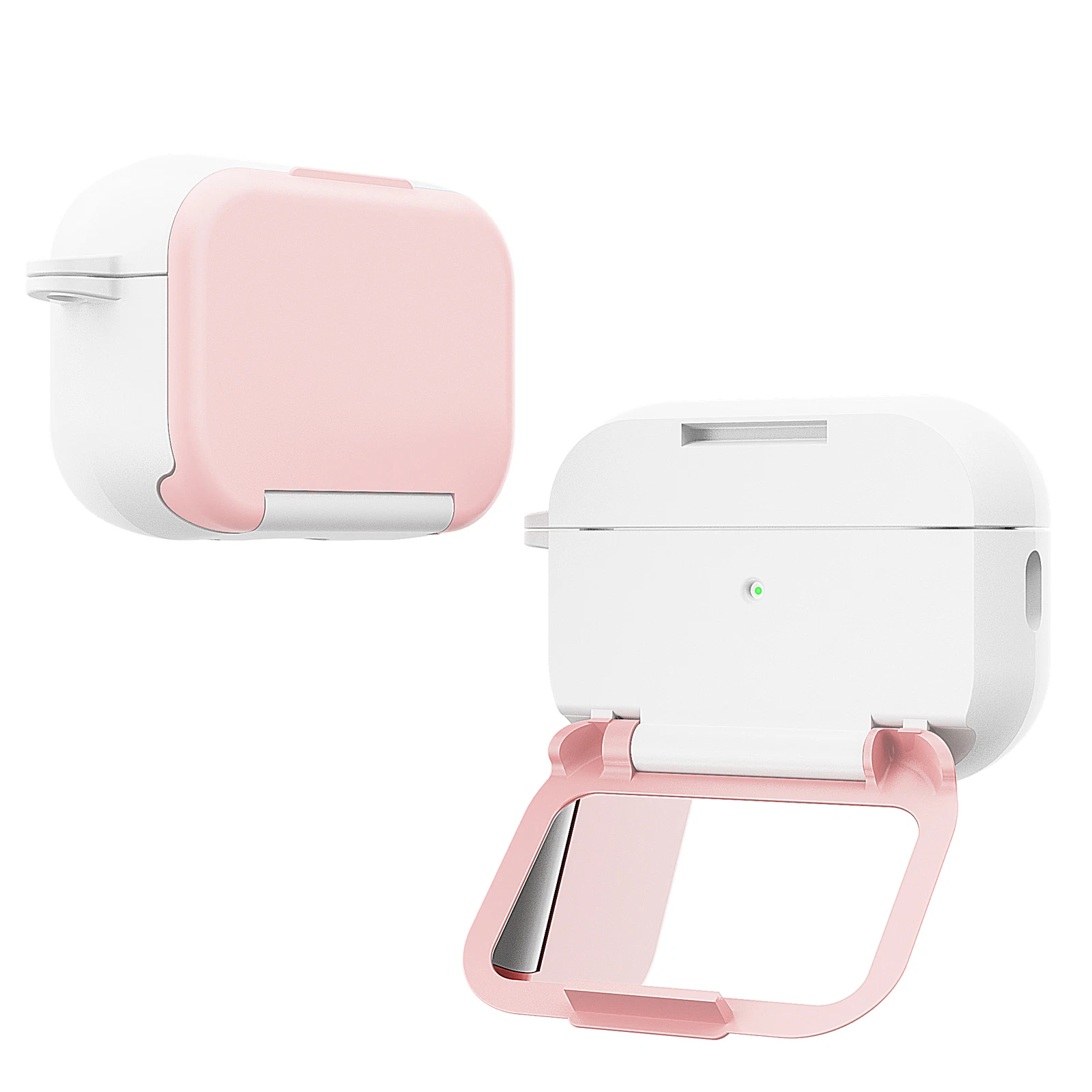 Premium Shockproof MIRROR Kickstand Case for Apple AirPods Pro/Pro 2, Pink Protective Cover