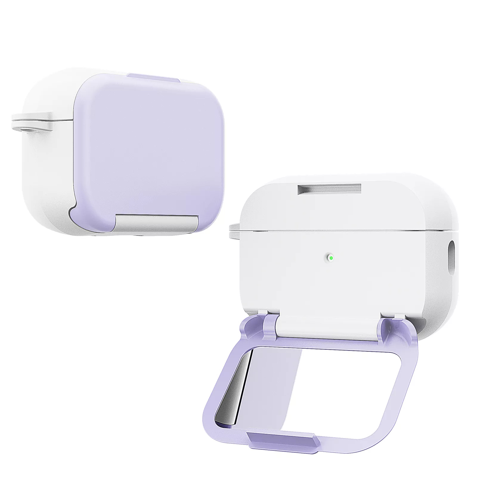 Premium MIRROR Kickstand Shockproof Protective Case for Apple AirPods Pro/Pro 2, Purple