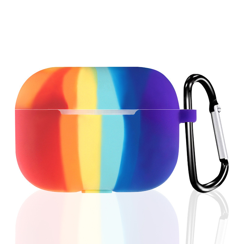Rainbow Design Style Silicone Case Cover with Hook for Apple Airpod Pro (Rainbow)