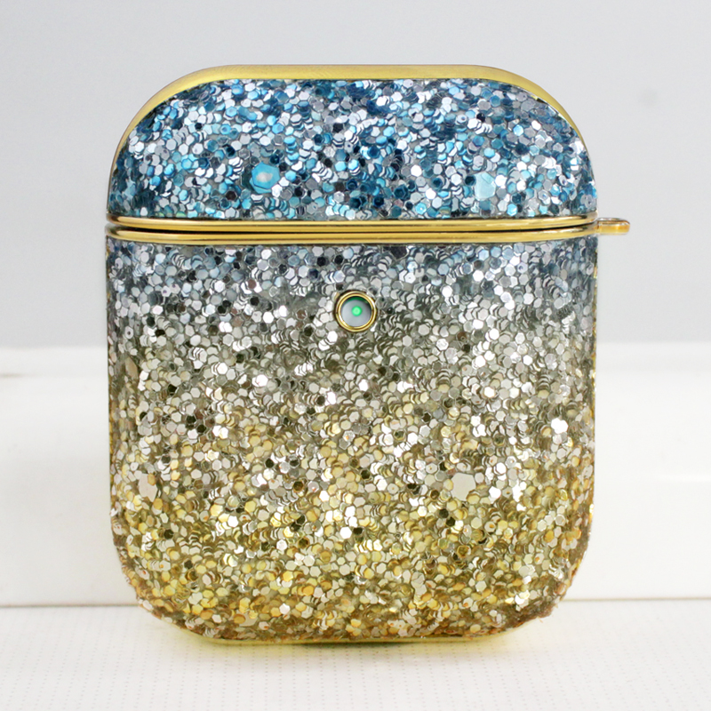 GLITTER Luxury Sparkle Rainbow Crystal Bling Diamond Case for Apple Airpods 1 / 2 (Blue)