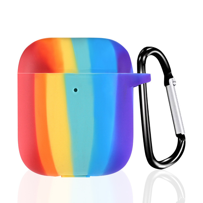 Rainbow Design Style Silicone Case Cover with Hook for Apple Airpod (Rainbow)