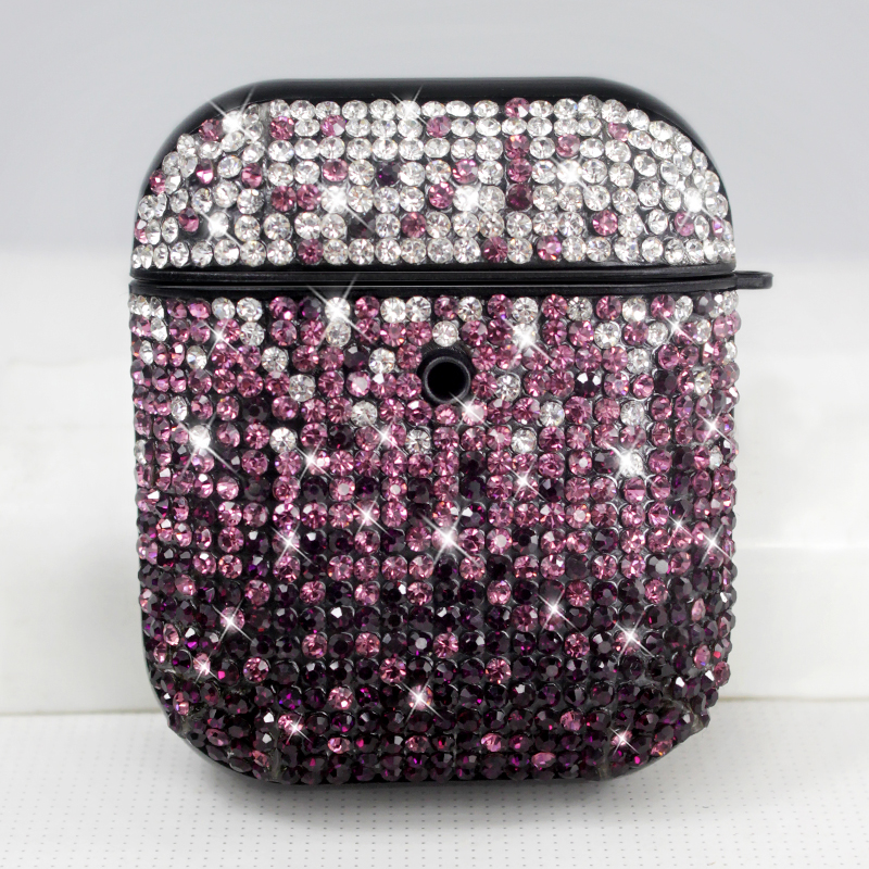 Rhinestone Gradient Bling Glitter Sparkle DIAMOND Crystal Case for Apple Airpods 1 / 2 (Pink)