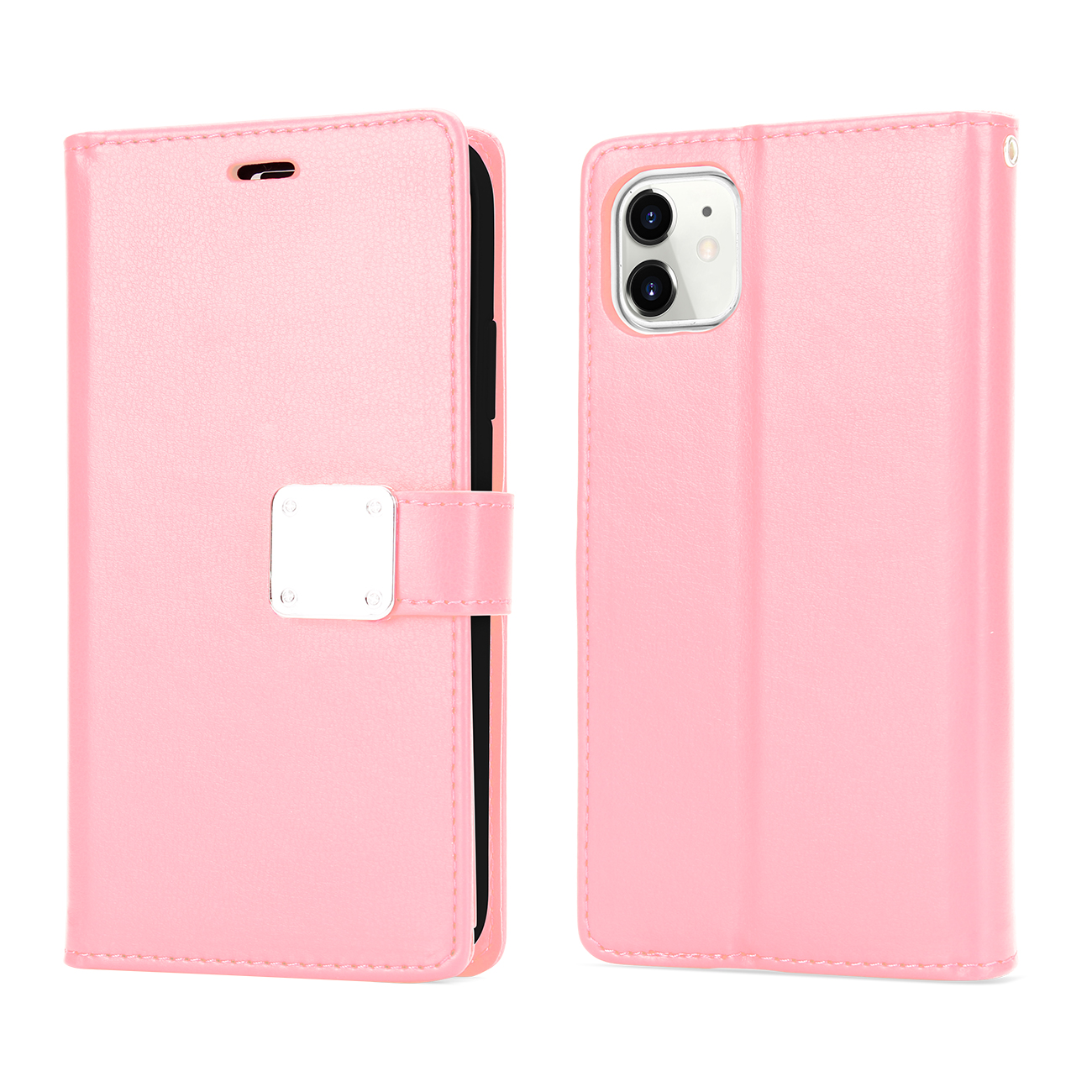 Multi Pockets Folio Flip Leather WALLET Case with Strap for Apple iPhone 13 Pro Max -6.7 (Rose