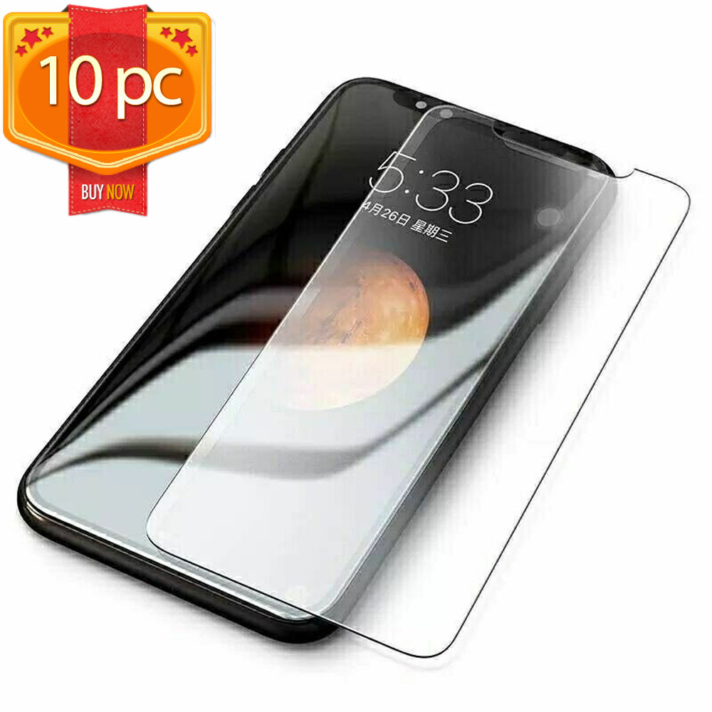 10pc Transparent Tempered Glass Screen Protector for Apple iPHONE 13 / 13 Pro [6.1] (Clear)