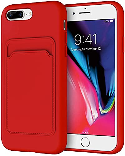 Slim TPU Soft Card Slot Holder Sleeve Case Cover for Apple iPHONE 8 Plus / 7 Plus / 6 Plus (Red)