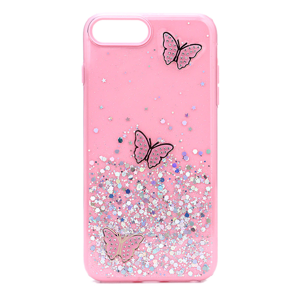 Glitter Jewel Butterfly Double Layer Hybrid Case Cover for Apple iPHONE 8 Plus / 7 Plus /