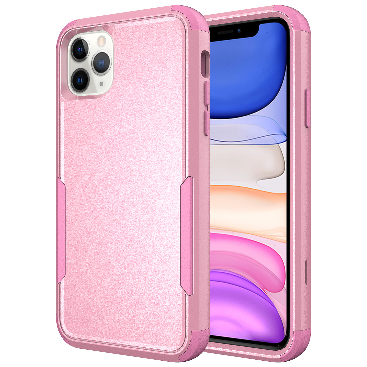 Heavy Duty Strong Armor Hybrid Case Cover for Apple iPHONE 12 / 12 Pro 6.1 (Pink)