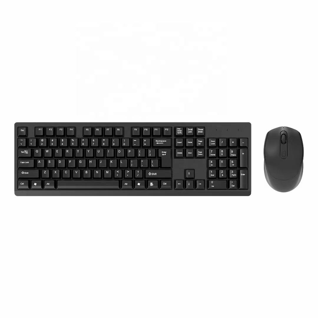 2.4GHz Wireless Keyboard Mouse Set: Full-Size, Ergonomic, 3 DPI Levels, for PC/Mac (BlacK)