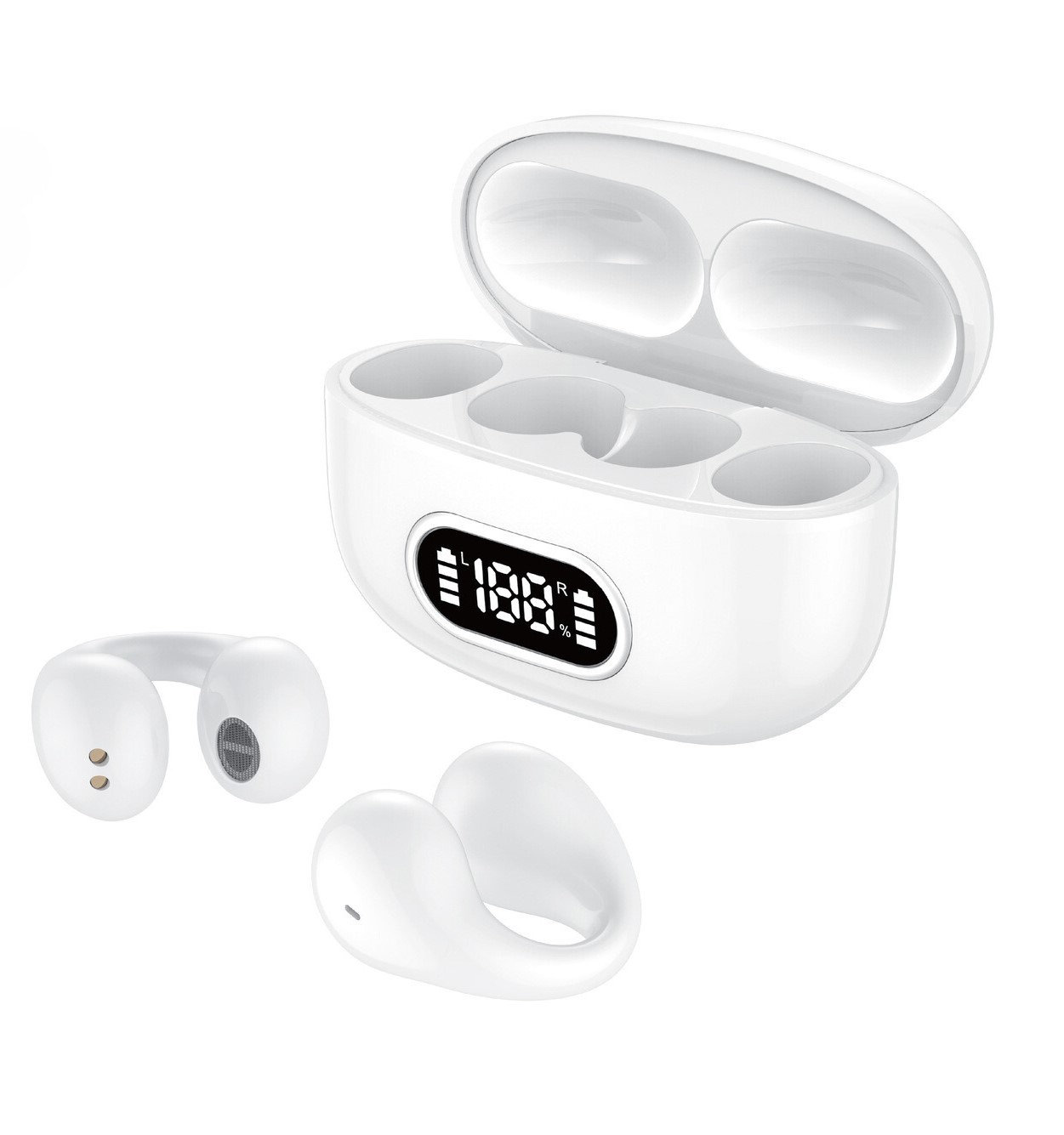 Clip-On Open Ear TWS Bluetooth HEADPHONES F80: Crystal Clear Sound for Universal Devices