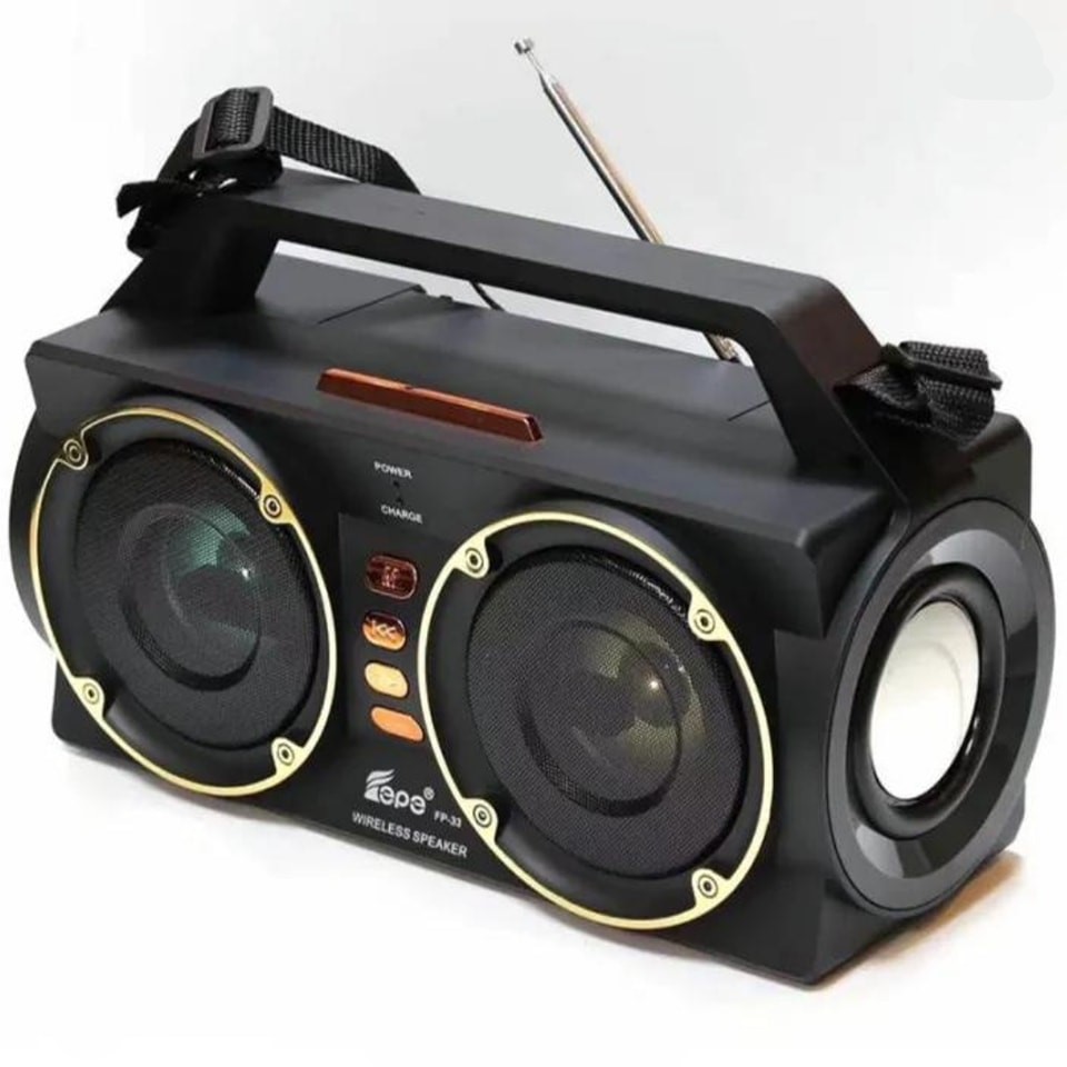 Fashion Cool Retro DJ Handheld Portable Bluetooth Speaker Radio System with LED Light FP33 (Black)