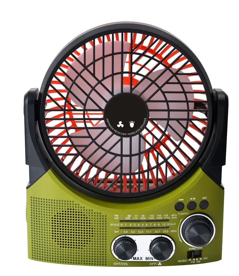 SOLAR-Powered Bluetooth Speaker with Fan, Radio & LED Light - Portable Outdoor Companion