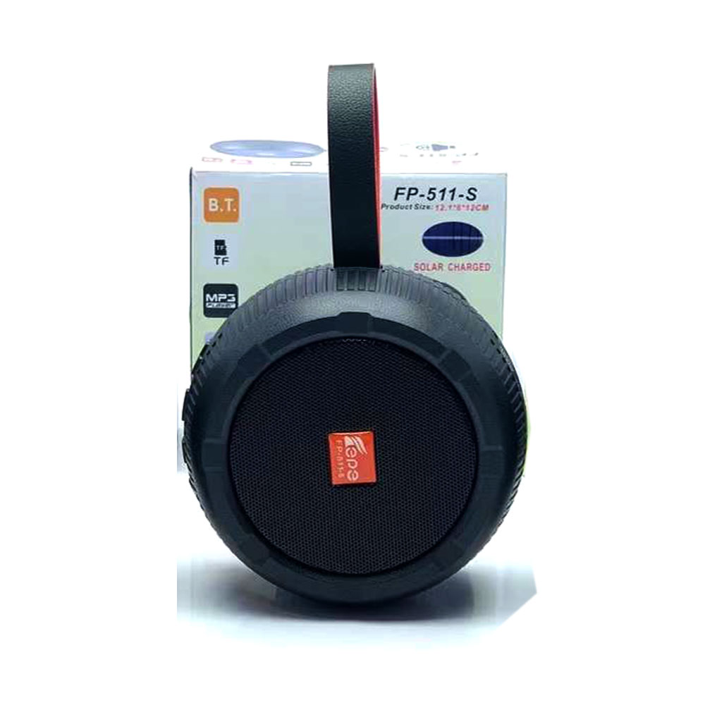Round SOLAR Powered Portable Bluetooth Speaker Radio System FP511 (Black)