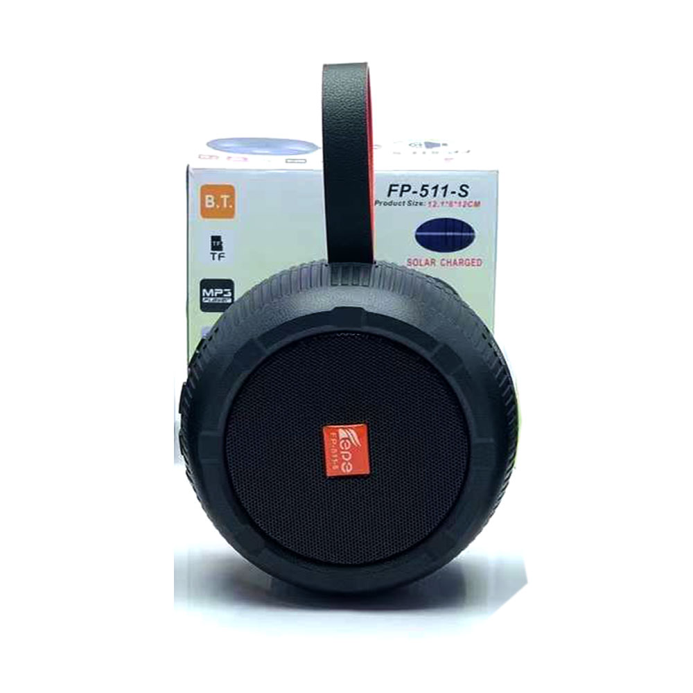 Round Solar Powered Portable Bluetooth Speaker Radio System FP511 (Black)