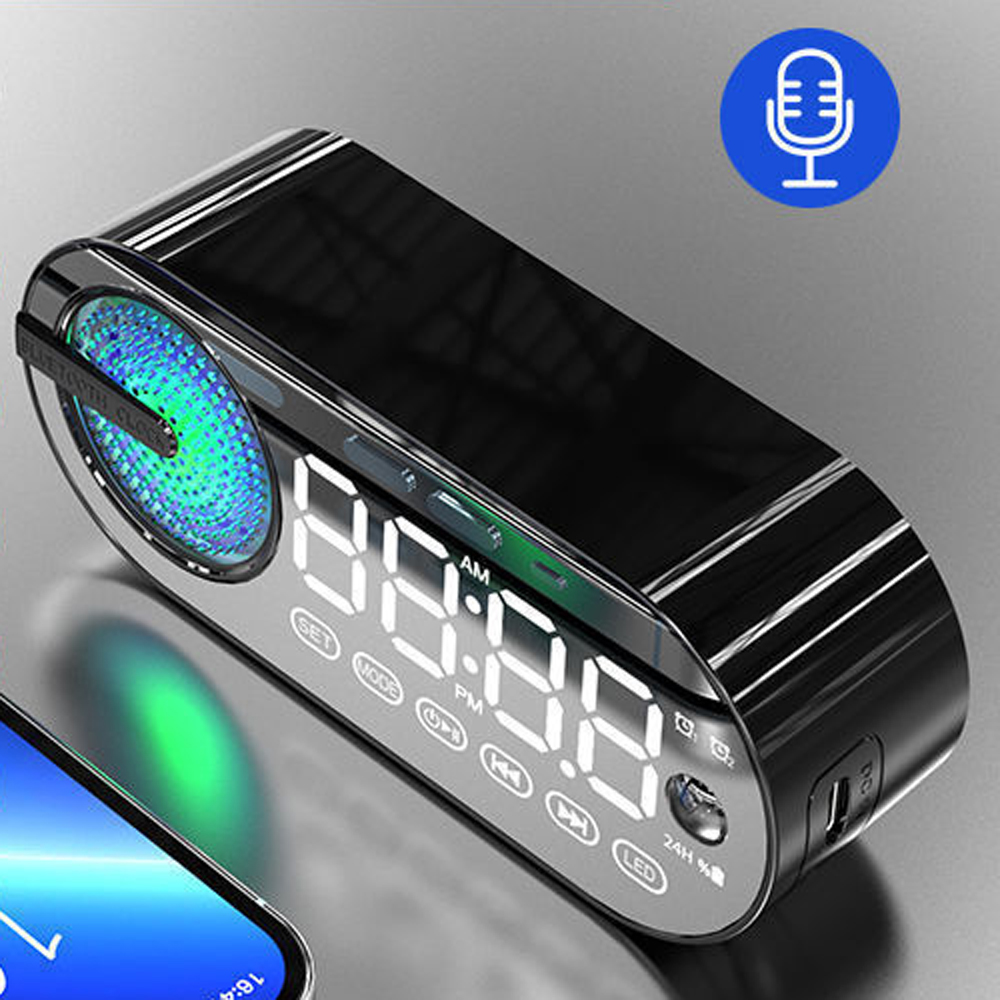 Alarm CLOCK LED Light  Wireless FM Radio Bluetooth Speaker with Motion Sensor G30 (Black)