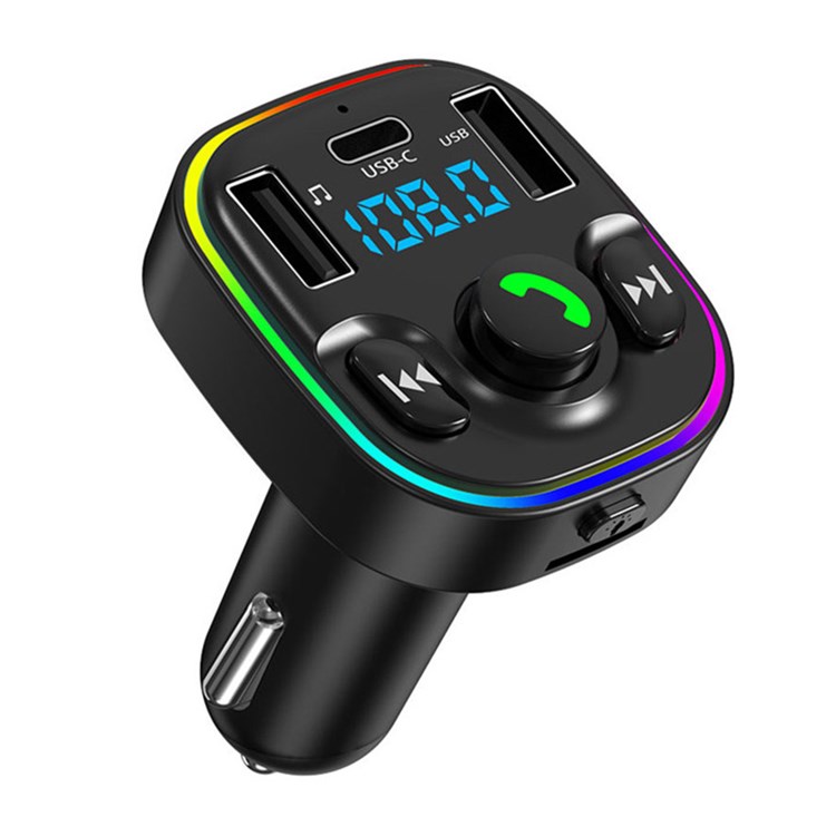 ''CAR FM Transmitter, Wireless AUDIO Adapter Receiver with USB-C and USB-A Ports''