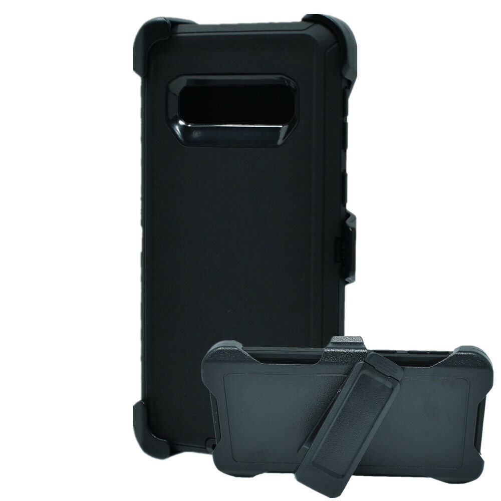 Rugged Armor Case for Galaxy S10: Heavy-Duty Protection with BELT Clip - Black Robot Design