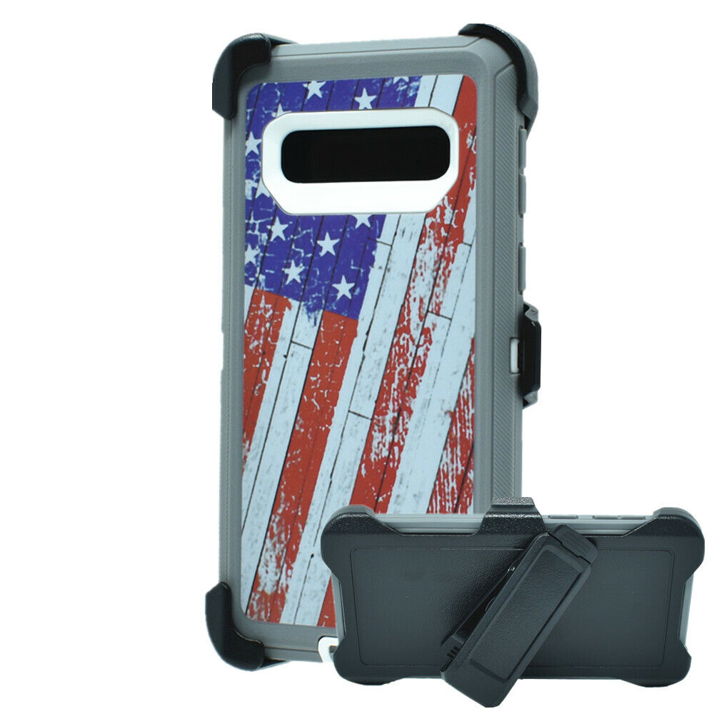 Patriotic Camo Heavy-Duty Case with Clip for Samsung Galaxy S10 - USA FLAG Design