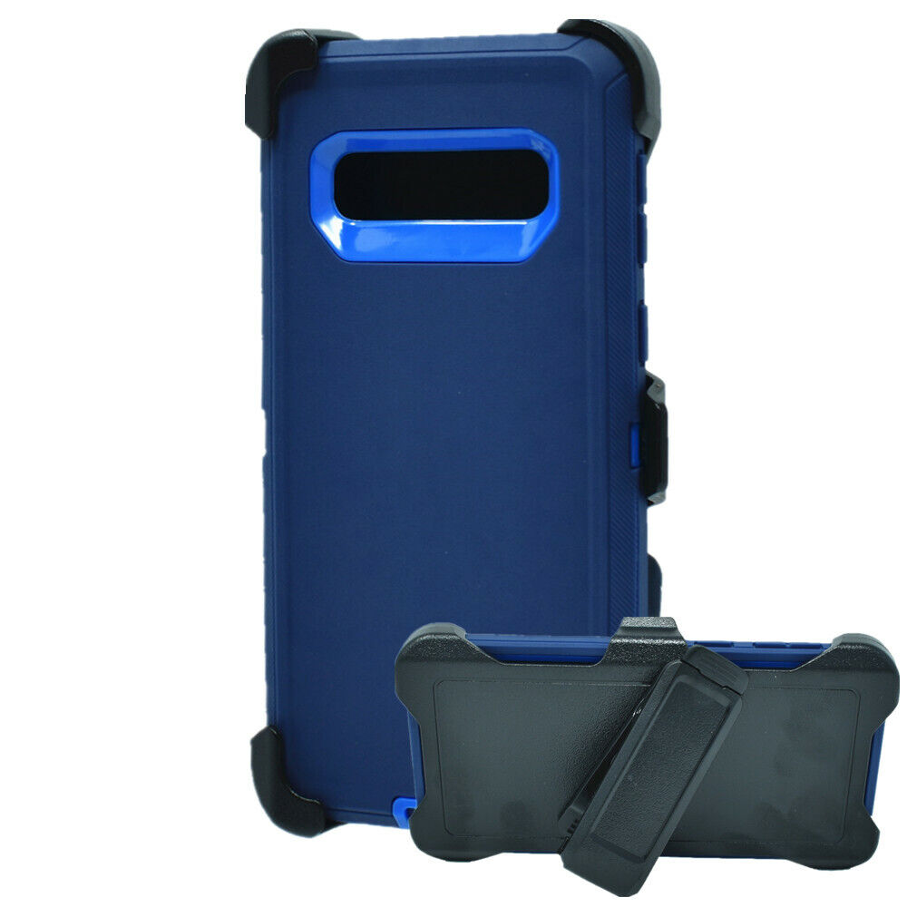 Heavy-Duty Armor Case for Samsung Galaxy S10 - Shockproof Robot Design with BELT Clip (Navy Blue)