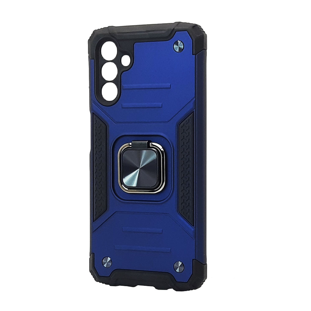 Armor Hybrid Double Layer Square RING Kickstand Case for Galaxy A13 5G (Blue)