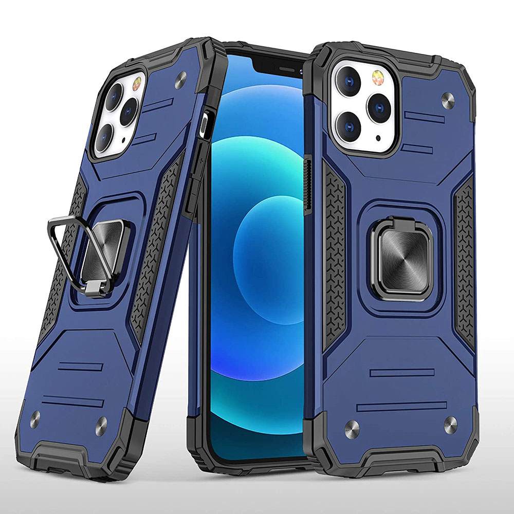 Armor Hybrid Double Layer Square RING Magnetic Case for iPhone 11 [6.1] (Blue)