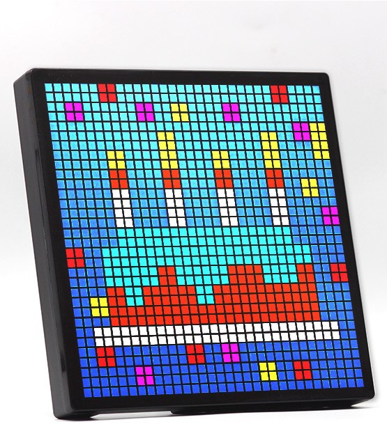 16x16 LED Pixel Art FRAME: Bluetooth Speaker, Alarm, Calendar - Cool Animation Display (Black)