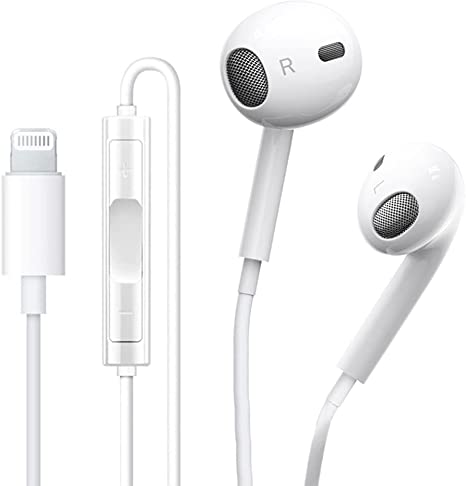 iPHONE Lightning Stereo EarPHONE Headset with Mic and Volume Control (White)