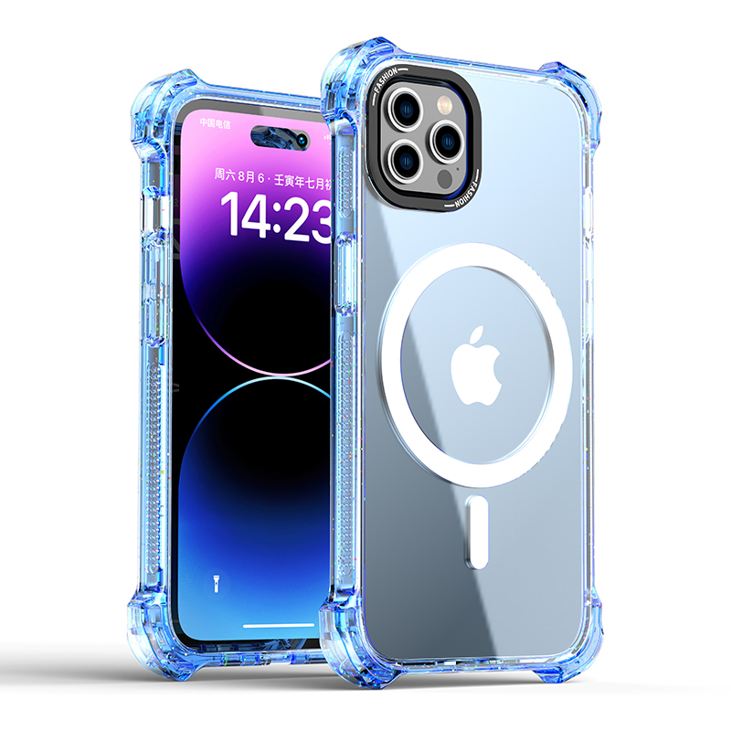 Wholesale Slim Transparent Shockproof Corner Bumper Protection Magnetic Magsafe Circle Cover Case for Apple iPhone 15 Pro Max (Blue) Wholesale Slim Transparent Shockproof Corner Bumper Protection Magnetic Magsafe Circle Cover Case for Apple iPhone 15 Pro Max (Blue)