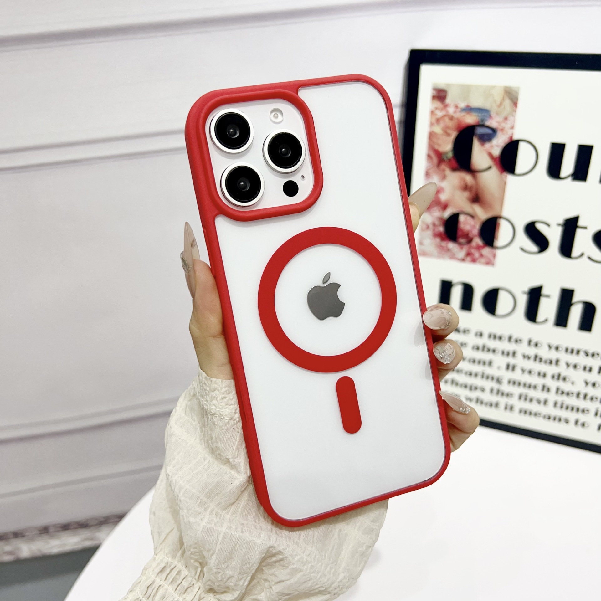 Crystal Clear Red MagnetiC Ring iPhone 16 Pro Max Case With MagSafe & ProteCtive Armor TeChnology