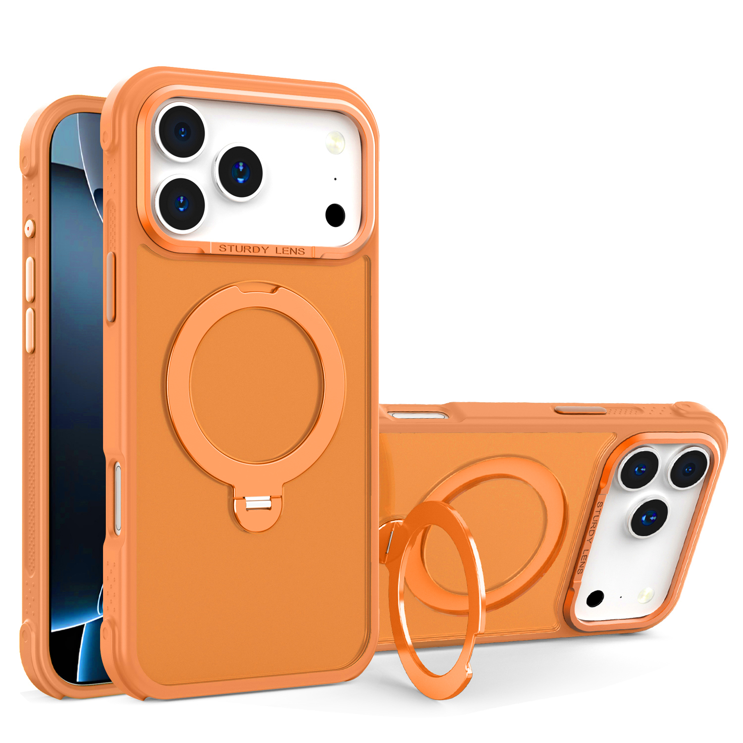 Translucent Matte MagSafe Kickstand Case for iPhone 17 Pro in Orange